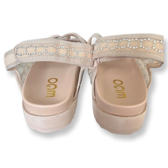Corta DOUBLE BUCKLE STRAP DIAMANTE DETAIL FLAT DAD SANDAL IN NUDE MESH size 7 - Picture 8 of 12